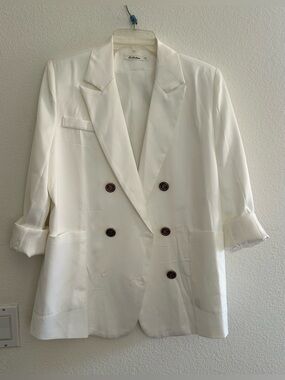 Collection B White Double-Breasted Women's Blazer